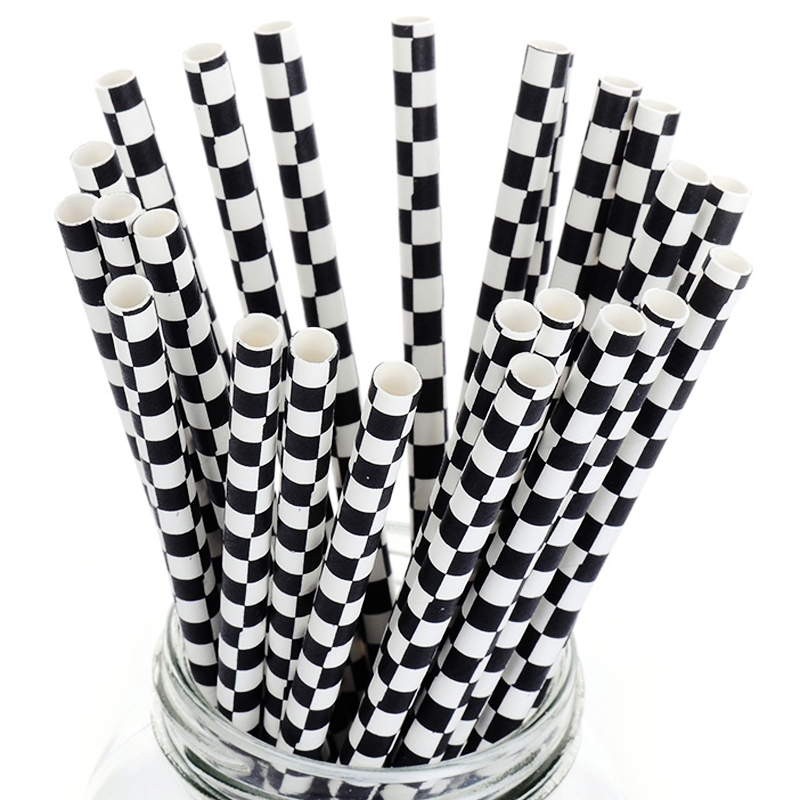 Paglia di carta creativa plaid bianco e nero