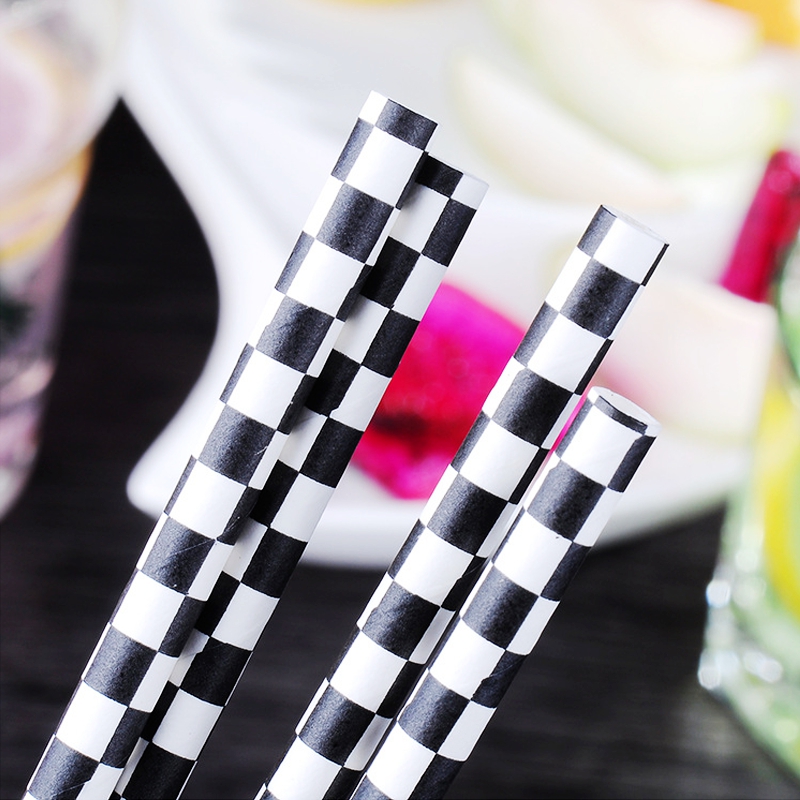 Paglia di carta creativa plaid bianco e nero